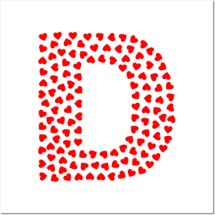 Letter D Heart Shape Initial Posters and Art